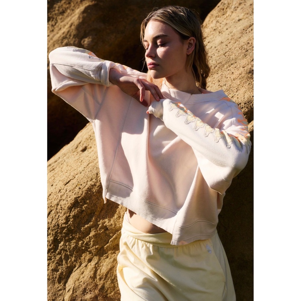 Free People FP Movement Feeling Wavy Intercept Pullover Sweatshirt Beached Clay